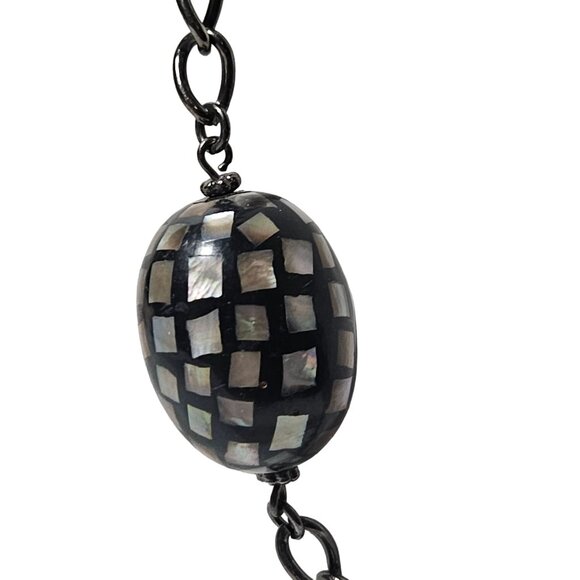 Cookie Lee Elegant Black Clear Disc Beaded Statement Necklace Fashion Jewelry - Picture 3 of 10